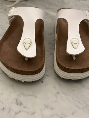 Birkenstock White Platform Gizeh Sandals